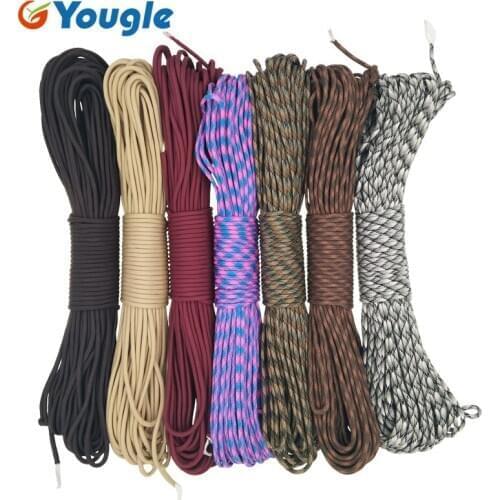 YOUGLE Militery Paracord 550 100ft Rope Paracord Lanyard Accessories Parachute Deg For Outdoor Camping Equipment Survival 67-73