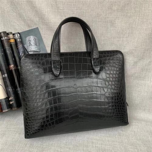 Authentic Real Crocodile Belly Skin Businessmen Passcoded Briefcase Handbag Genuine Alligator Leather Male Large Portfolio Purse