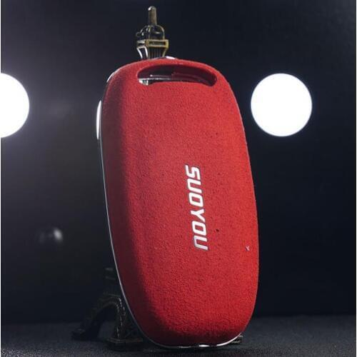 Luxury Car Key Case Cover Genuine Plush Leather Galvanized Alloy For AUDI Audi A4 A5 A6 Q7 TTS Red Black Brown Styling 3-Colors