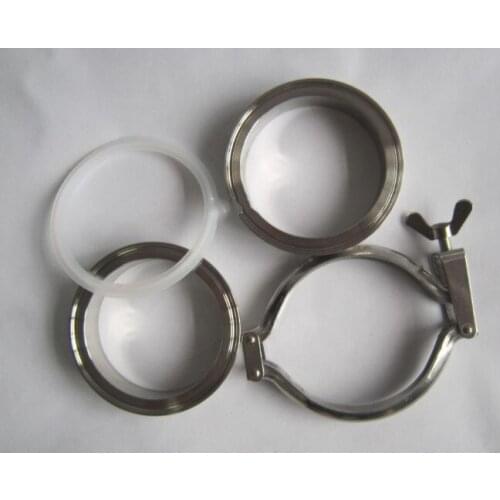 One Set 89mm Sanitary Tri Clamp Weld Ferrule + Stamping Tri Clamp + Silicon Gasket 304 stainless steel