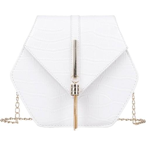 Pattern Crossbody Bags For Women 2021 Small Chain Handbag Retro Hexagon Ladies Hand Bag Designer Evening Bags Sac