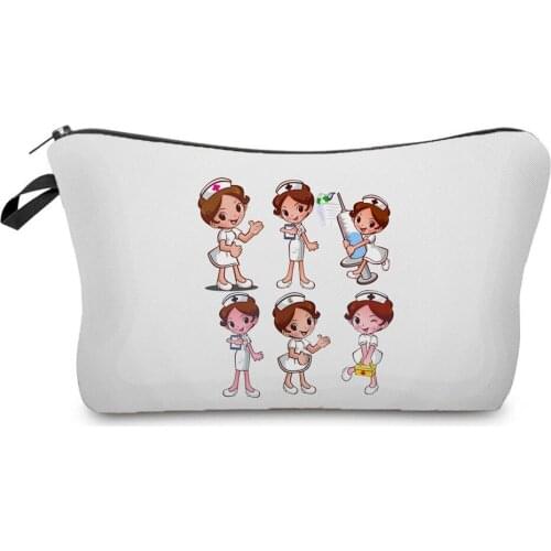 Double Sided Printed Nurse Storage Bag Fashion Womens Makeup Bag High Quality Cosmetics Bags for Women Small Gift Pouch