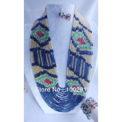 African Wedding Multicolor Crystal Beads Jewelry Set