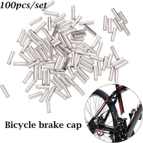 100 Silver Aluminum Alloy Bicycle Brake Wire Cap Bike Derailleur Shifter Cable End Caps Tips Cycling Crimps Inner Wire Ferrules