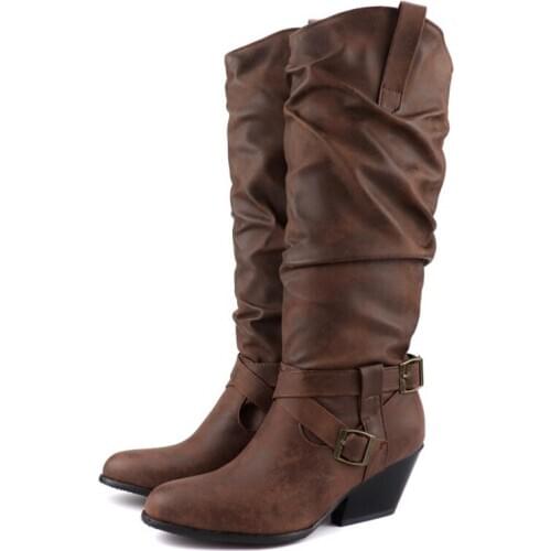 BLXQPYT 2019 New Big size 34-48 Autumn Winter Knee High Boots women high Heels Riding High Quality Warm ladies botas mujer 578-6