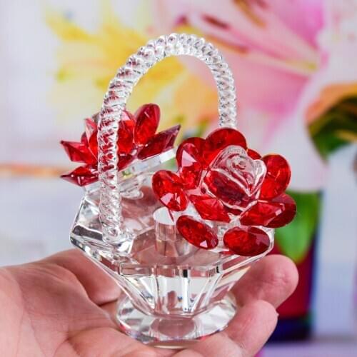 6 COLORS CRYSTAL FLOWER BASKET FIGURINE LIVING ROOM WINE CABINET WEDDING SMALL GIFT TEACHER MOTHERS DAY GIFT DRESSER CAR DECOR