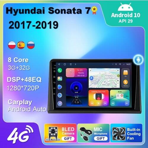 2 Din For Hyundai Sonata 7 2017-2019 Android 10 Car Radio GPS Navigation 4G WIFI Android Auto DSP Carplay DVD Multimedia Player