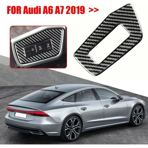Auto Genuine Carbon Fiber Headlight Switch Frame Trim Cover Decoration for Audi A6L A7 2019 LHD Car Interior Stickers Accessorie
