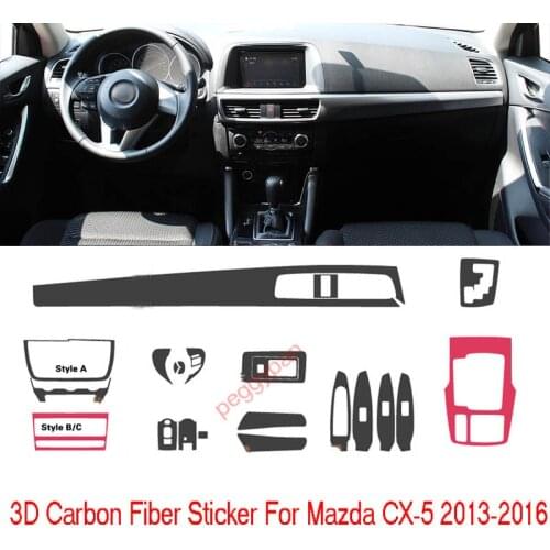 Car-Styling New 3D Carbon Fiber Car Interior Center Console Color Change Molding Sticker Decals For Mazda CX-5 2013-2017