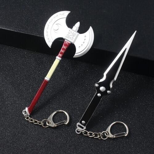 RJ Game God Of War Kratos Axe Keychain Metal Weapon Dagger Bayonet Pendant Key Ring Car Jewelry Accessories Gift