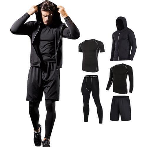 Quick Dry Mens Running Set Compression Basketball Tights Sport Running Suits Gym Fitness Sportswear Running Jogging Set Clothes