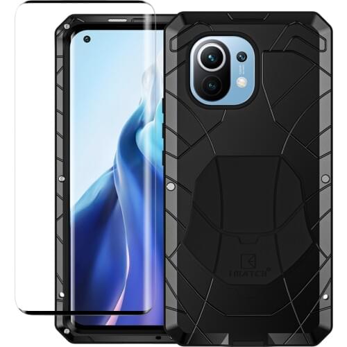 For Xiaomi Mi 11 Mi11 Ultra Phone Case Hard Aluminum Metal Heavy Duty Protection Mi 10 Ultra Cover Tempered Glass Accesspries