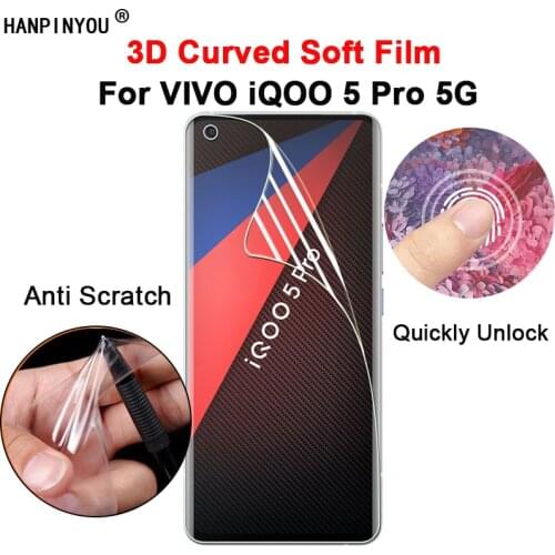 For VIVO iQOO 5 Pro 5G 6.56" 3D Curved Clear Soft PET Full Cover Film Quickly Unlock Screen Protector (Not Tempered Glass)