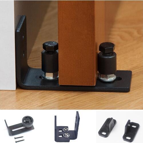 Black Adjustable Sliding Barn Door wall floor Guide Guider Roller Wheel Linear Direction With Screws