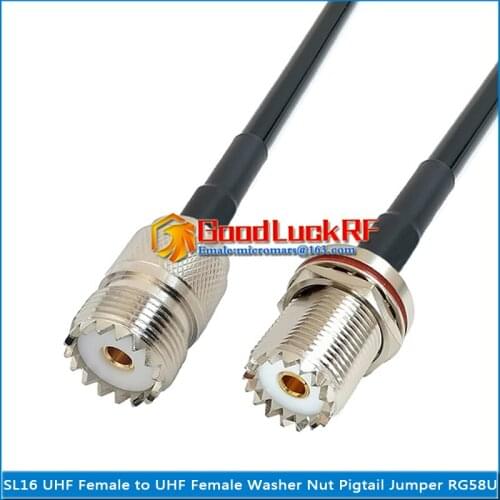Dual SL16 UHF Female To UHF Female O-ring Bulkhead Washer Nut Connector Pigtail Jumper RG-58 RG58 3D-FB Extend cable PL259 SO239