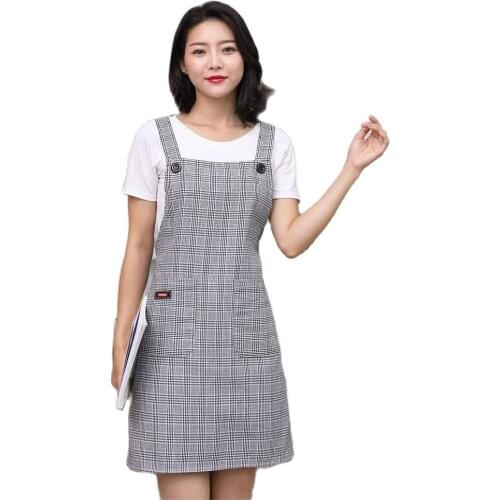 Cotton Apron Home Kitchen Cotton Cooking Breathable Work Uniform Waist Barber Apron Women Restaurant Waitress Wear