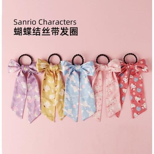 Hello Kitty Ribbon Scarf Hair Tie Melody Cinnamon Dog Hair Accessories Head Rope Bow Knot Hair Rope