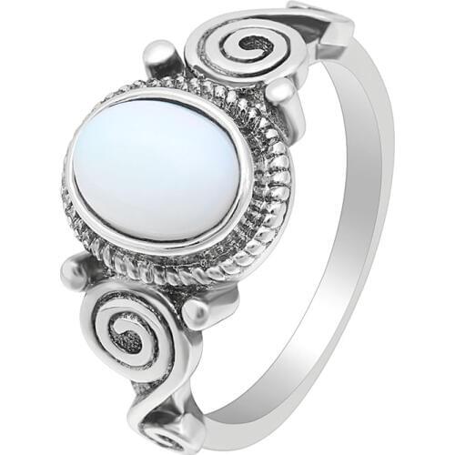 Hainon Oval White Fire Opal Rings For Women Vintage Silver Color Filled Finger Female Jewelry Party Engagement Charm Rings