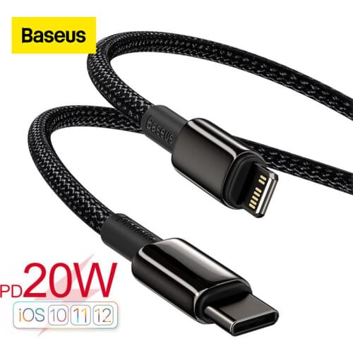 Baseus 20W USB C Cable for iPhone 11 8 XR PD Fast Charge for iPhone 12 SE USB Type C Cable Fast Charging for Macbook Cable