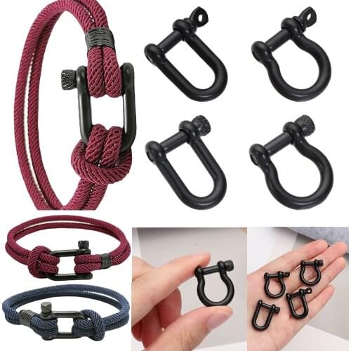 Stainless Steel Carabiner D Bow Shackle Fob Key Ring Keychain Hook Screw Joint Connector Buckles Outdoor Bracelet Buckle
