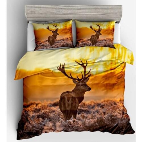 3D Deer Pattern Duver Cover Set,Luxury Animal Bedclothes for Kids Adults,Soft Microfiber Fabric 3pcs Bedding Set with Pillowcase