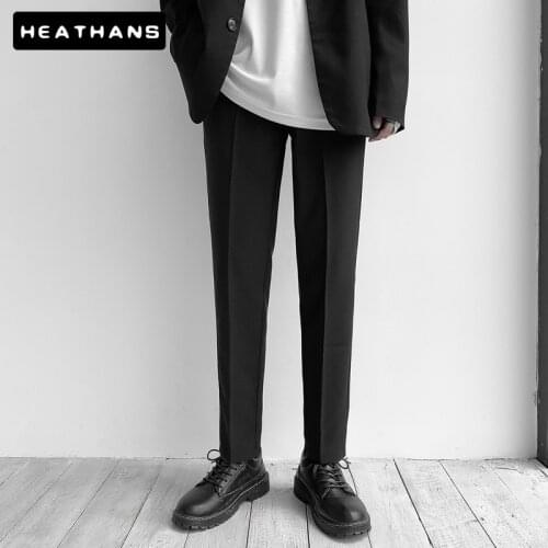 Korean Pencil Trousers Mens Spring Autumn Casual Pants Mens Youth Thin Solid Color Small Trousers Male Black Ankle Length Pants