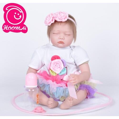 22" Dolls For Kid Birthday Childrens Day Gift Lovely Reborn Baby Doll Soft Vinyl Cloth Body Realistic Sleeping Bebe Baby 55CM