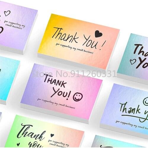 50pcs Laser Silver Thank You Cards for Supporting My Small Business Order Shopping Purchase Thanks Greeting Card Gift decoration