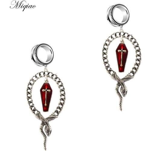 Miqiao 2pcs Hot Sale Snake Winding Cross Pulley Ear Expander 6mm-30mm Exquisite Body Piercing Jewelry