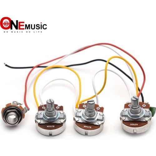 JB Bass Wiring Harness Prewired Kit 250K Pots 2 Volume 1 Tone For Jazz Bass Electric Guitar Parts