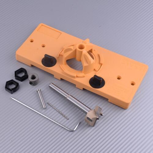 35MM Cup Style Concealed Hinge Jig Guide Set Boring Hole Template Bit Drill Woodworking
