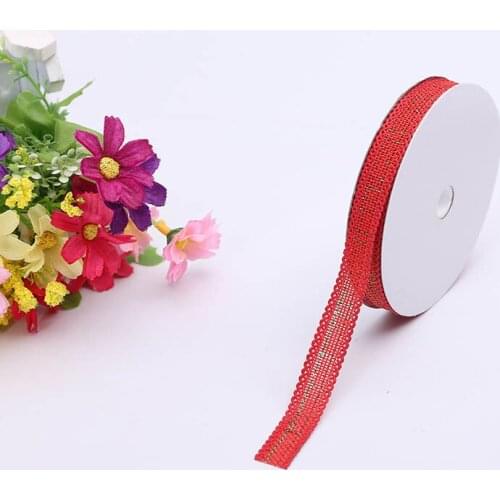 New Hot Seller With Handmade Ribbon 1.2cm Imitation Hemp Gold Grid Sewing Repair Wedding Whorl Party Packaging Gift Ribbon