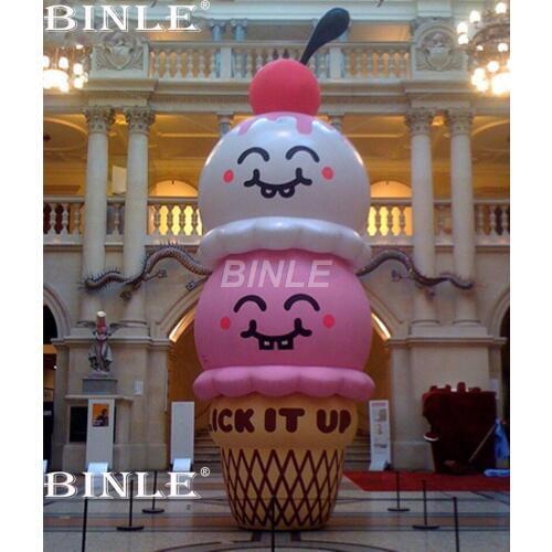 2018 new arrival lovely design scoopy giant inflatable ice cream cone ice cream cartoon balloon for advertising decoration