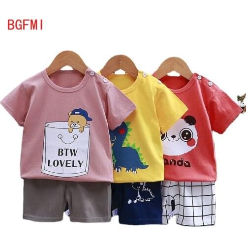 0-7Y Children clothing Pure cotton Boy Baby Girl Cartoon Summer clothes Thin Breathable Short sleeve T-shirt + shorts 2Pcs set