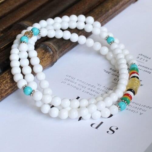 White Shell Material 108 Beads Necklace