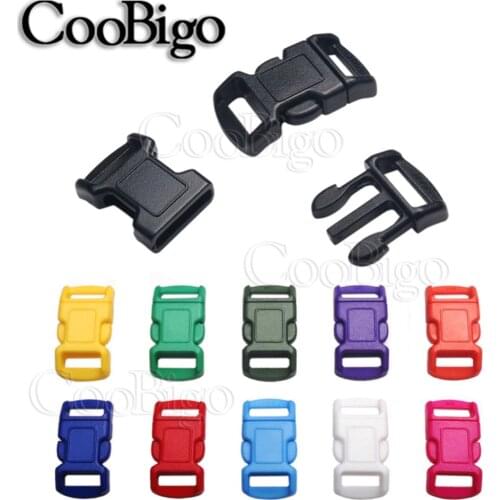 10pcs/Pack 3/8" Plastic Curved Side Release Buckle For Survival Paracord Bracelet Strap Pets Harness Collar #FLC043(Mix-s)