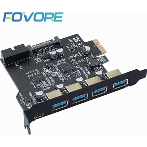 Add On Card USB 3.0 PCI-E Type C Expansion Card PCI Express PCI-E to USB 3.0 Controller 5Port + 1Port USB 3.1 PCI-E Card Adapter