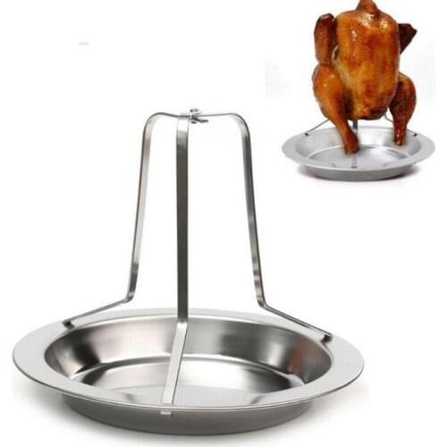 Roast Chicken Holder Stainless Steel Upright Roaster Rack Barbecue Stand Roasting Baking Tray Grilled Chicken Rack Outdoor BBQ