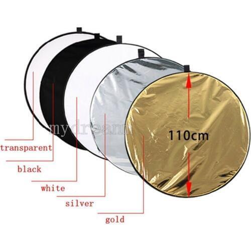 Hand held 110cm 43" 5 in 1 Light Multi Collapsible Photo Reflector Board Disc