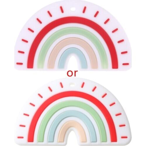 New Silicone Rainbow Tooth Gel Baby Teether Infant Newborn Chews Pacifier Chain Early Learning Toys