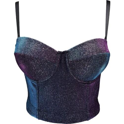 New5 Colors Women Sexy Sparkly Black Colorful Cotton Tops Camisole Ladies Trendy High Street Chic Celebrity Adjustable Crop Tops