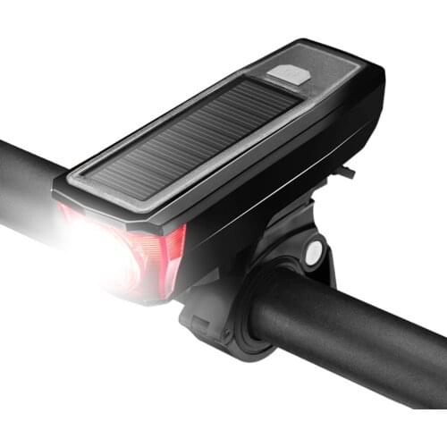 New Store Solar Bike Light Waterproof USB Rechargable Torch Cycling Horn Light Headlight Night Riding Safety Bicycle Light Bell