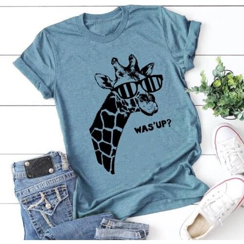 Giraffe Printing Tees Tops Plus Size T Shirts for Women Female Summer Fashion Loose O Neck Tshirt 2020 New Casual Clothing