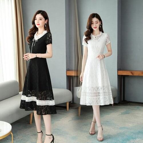 Women cute lace 2021 summer dress clothes plus size M-4XL party Cocktail XXL XXXL 3XL XXXXL loose blouses blusas dress for woman