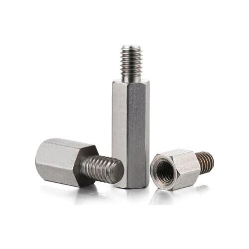 10pcs M3 hexagon connection column screws single-pass isolation post nut pillar bolt stainless steel 4mm outer hread length