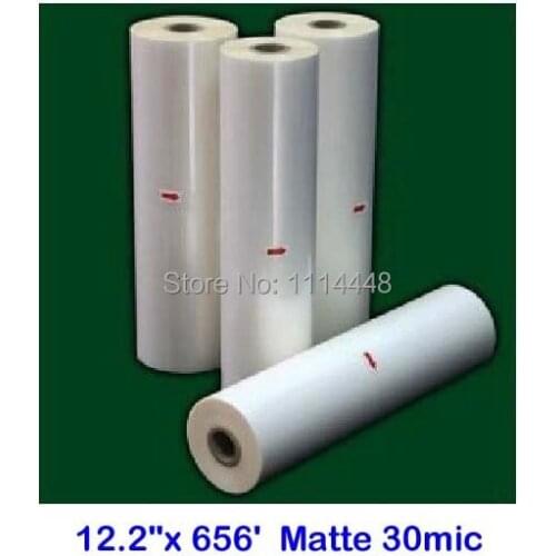 2 Rolls 12.2"x 656' Matte Bopp Hot Laminating Film 1" Core for Lamination Laminate machine 30 mic