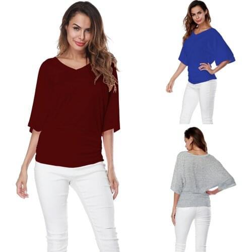 2021 Fashion Lightweight Blouses Ruched Plus Size Tops Solid V-Neck Short Sleeve Ruched Top Blouse Summer Sexy Tunics Blouses