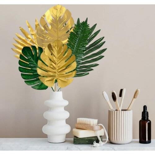 2021 Tropical Palm Leaves Summer Monstera Artificial Silk Turtle Leaves For Home Hawaiian Beach Wedding Party Decor Fake Plants