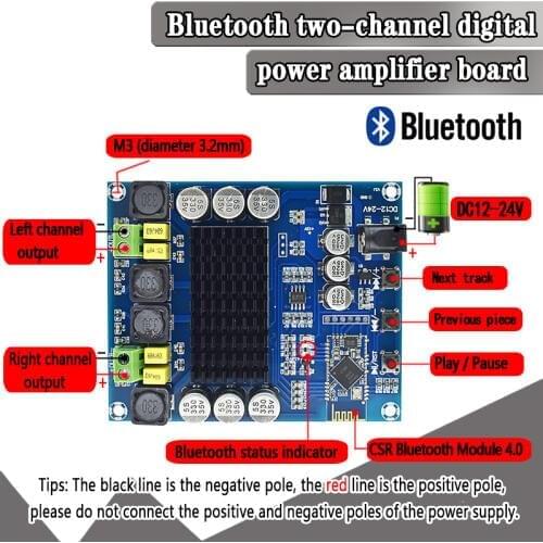 2x120W Power Bluetooth Dual Channel Digital Amplifier Module TPA3116D2 XH-M548 Audio Amplifier