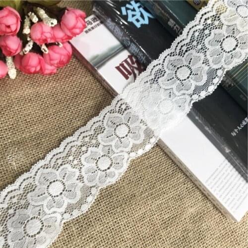 !5-6cm S1578 white, multi-color soft elastic spandex flower edge trim DIY clothing underwear fabric handmade material lace ribbo